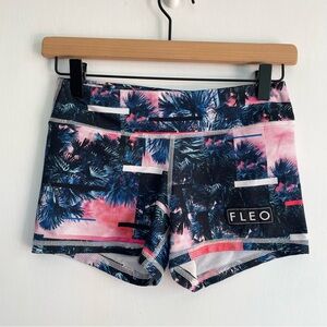 FLEO Workout Shorts 3in Inseam Blue Pink Black Stretch XS